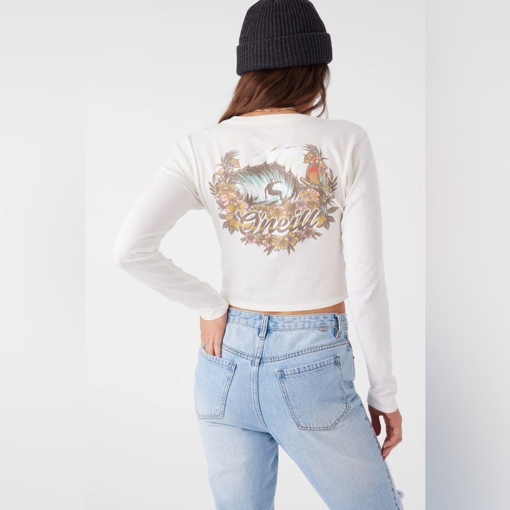 NWT - O’Neill Reef Break Long Sleeve Crop in Winter White - Size S
